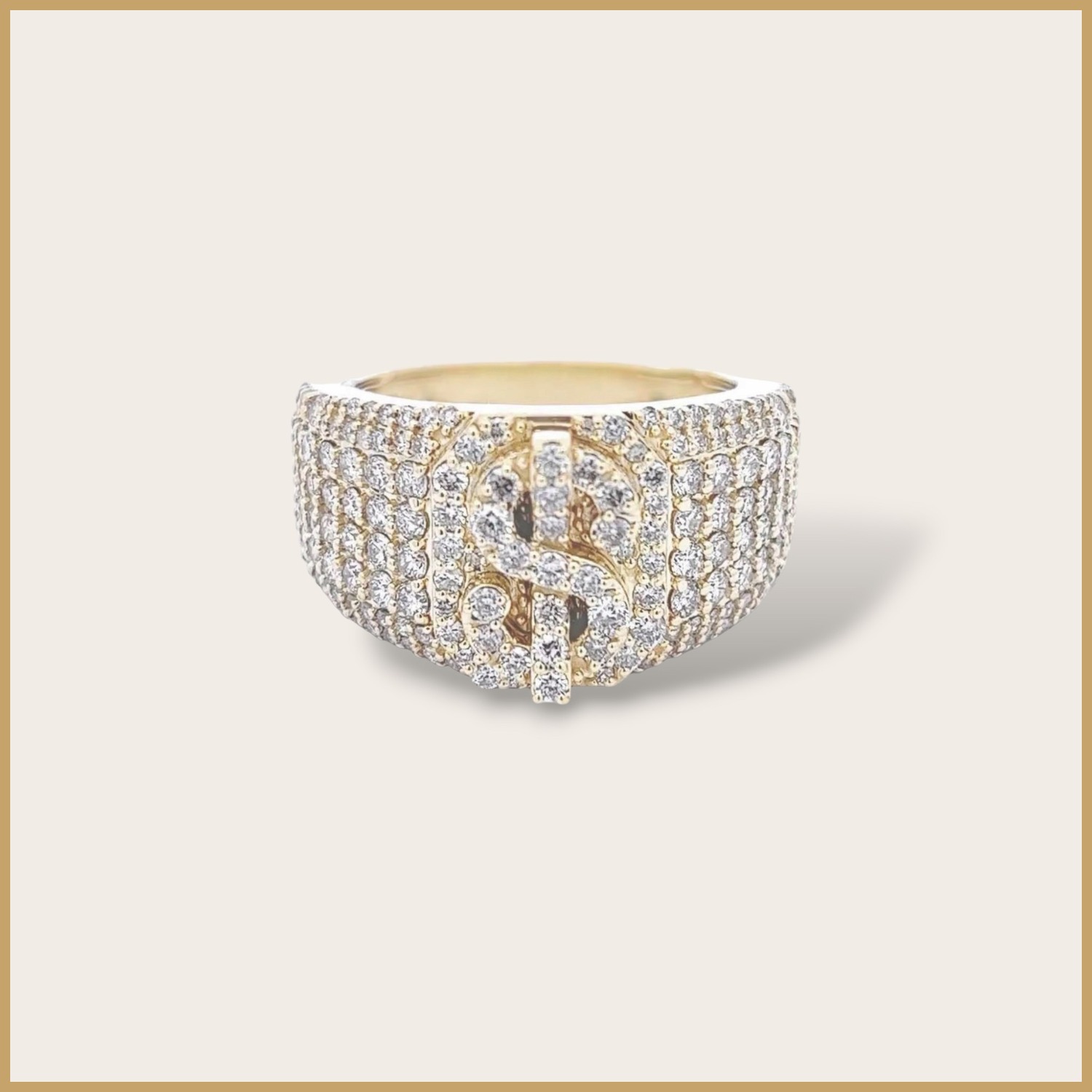 925 Silver Dollar Sign Moissanite Ring