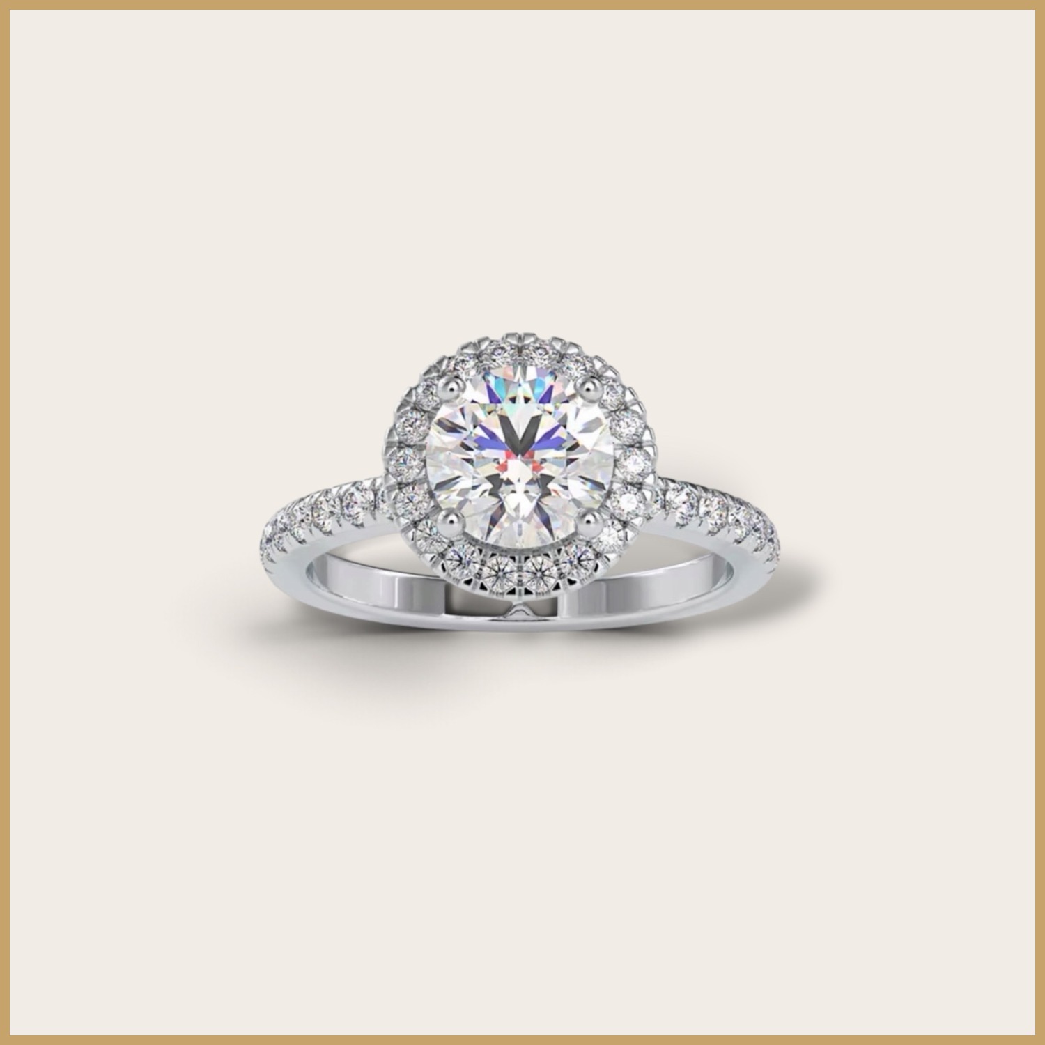925 Silver Halo Moissanite Ring