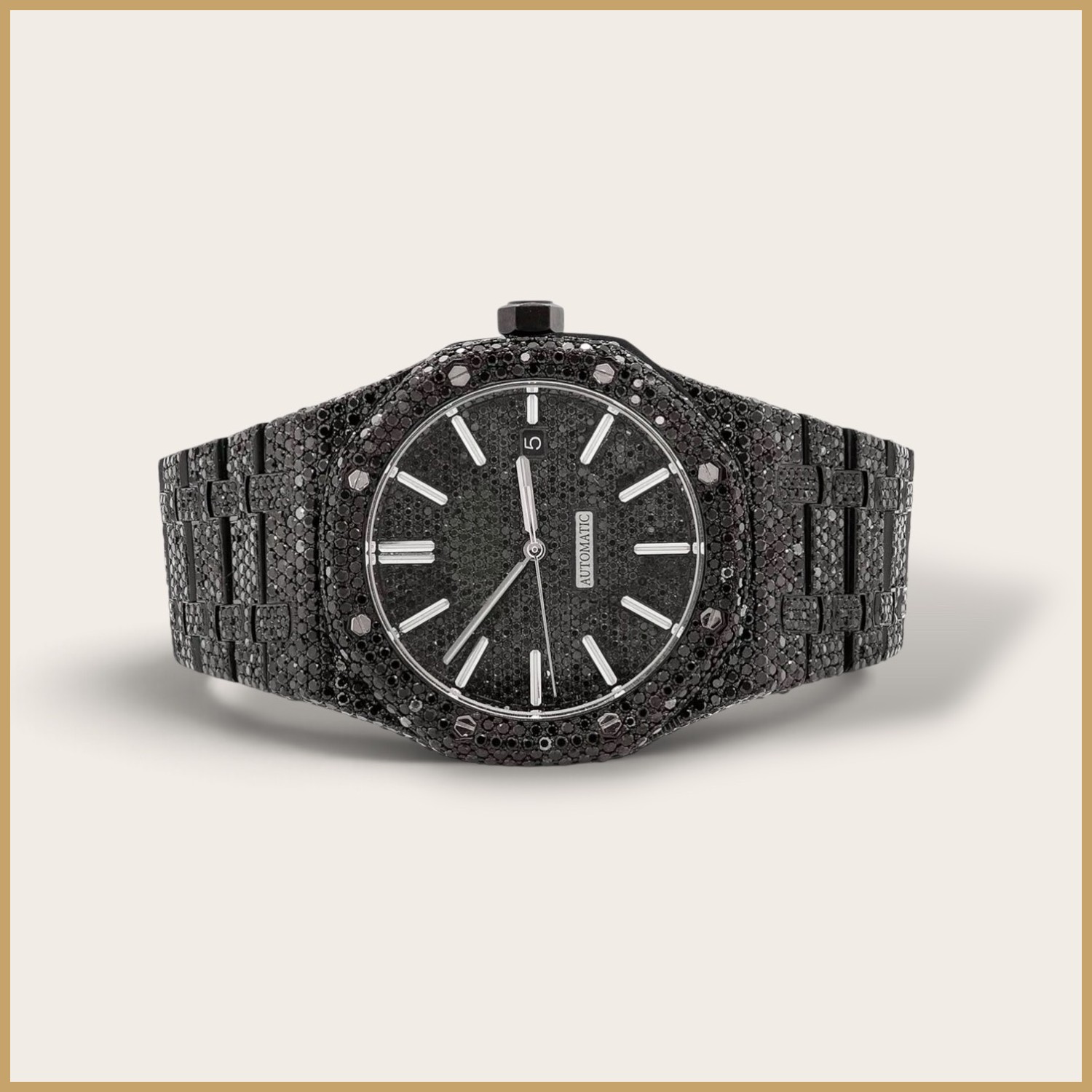Black octagon watch with a dark dial