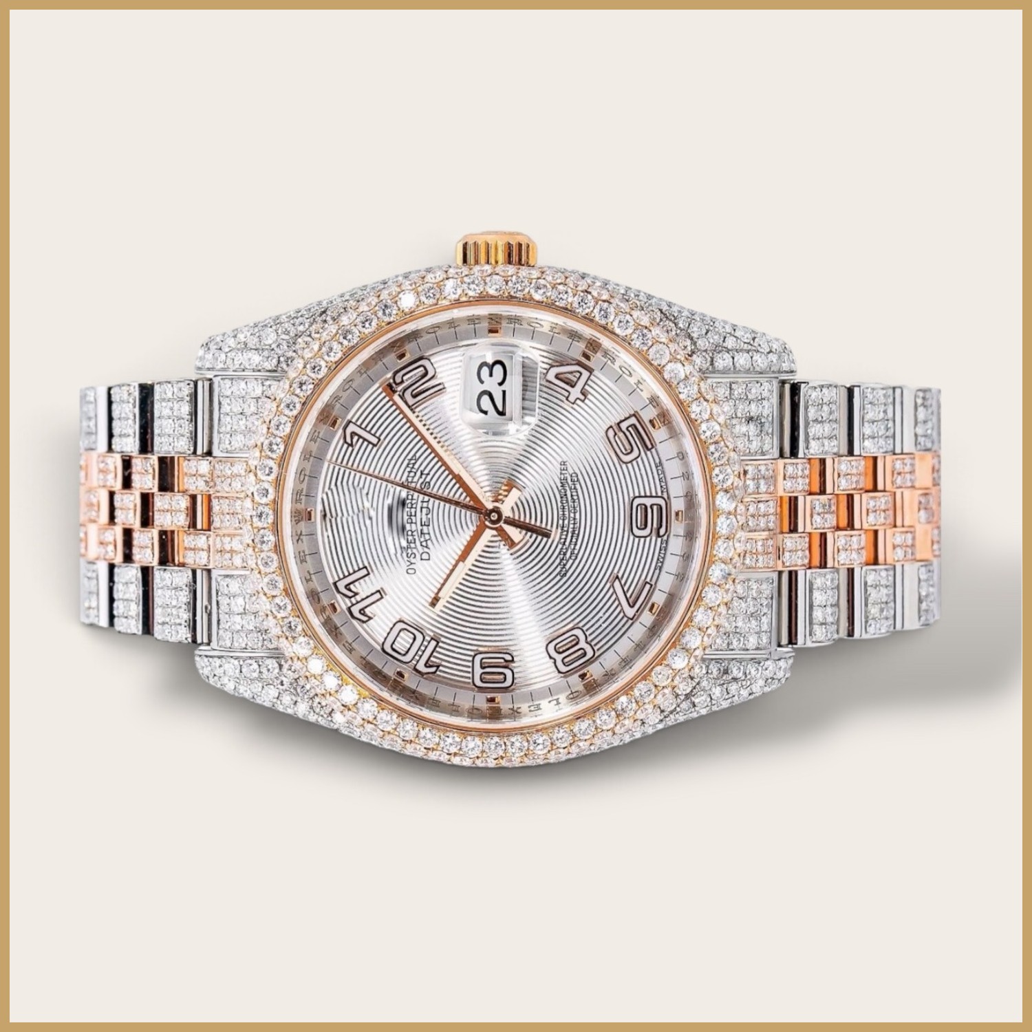 Two-tone Datejust watch with Arabic numerals