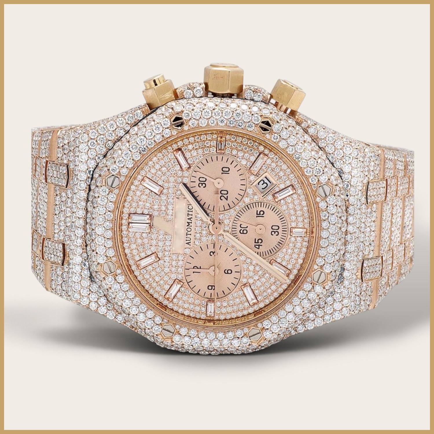 Rose gold tone automatic chronograph